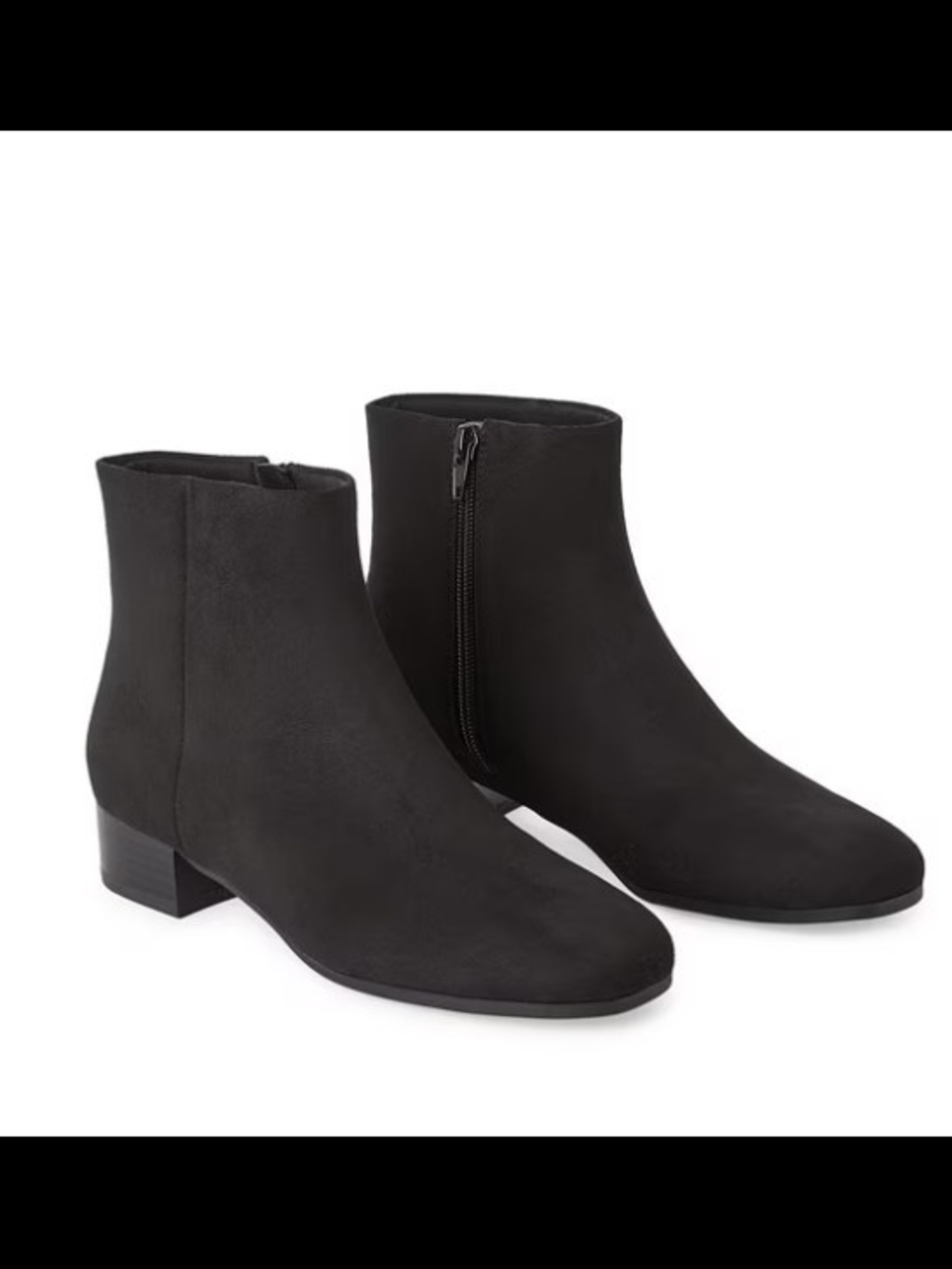 Time and Tru Black Suede Ankle Booties with Side Zip NWOT Size 8.5W